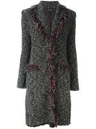 Emporio Armani Fringed Bouclé Knit Coat, Women's, Size: 38, Wool/polyamide/mohair/other Fibers