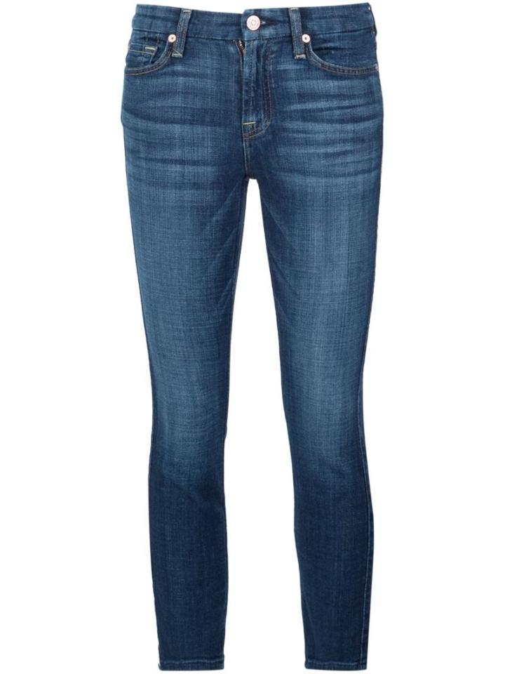 7 For All Mankind Cropped Kimmie Jeans, Women's, Size: 28, Blue, Cotton/spandex/elastane