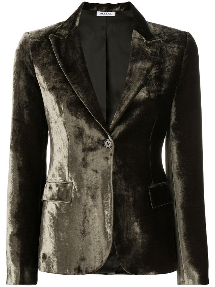 P.a.r.o.s.h. Velvet Fitted Blazer - Green