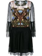 Alberta Ferretti Sheer Embroidered Lace Dress, Women's, Size: 40, Black, Silk/acetate