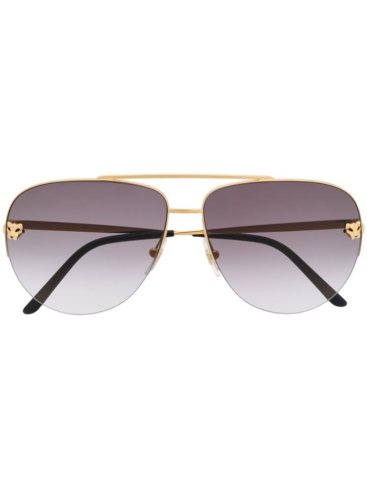 Cartier Eyewear Panther Aviator Sunglasses - Gold