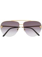 Cartier Eyewear Panther Aviator Sunglasses - Gold