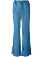 Drawstring Bellbottoms - Women - Lyocell - 0, Blue, Lyocell, Michael Michael Kors