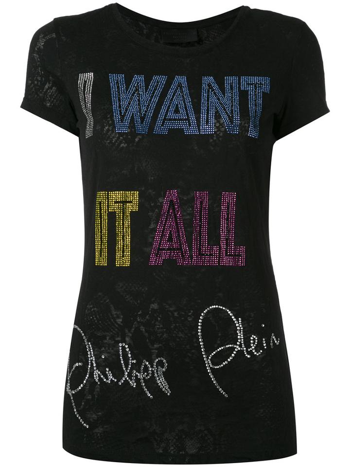 Philipp Plein - Queenie T-shirt - Women - Cotton/polyester - L, Black, Cotton/polyester