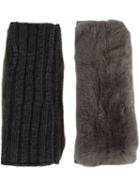 Yves Salomon Fur Detail Gloves, Women's, Grey, Rabbit Fur/cashmere/wool
