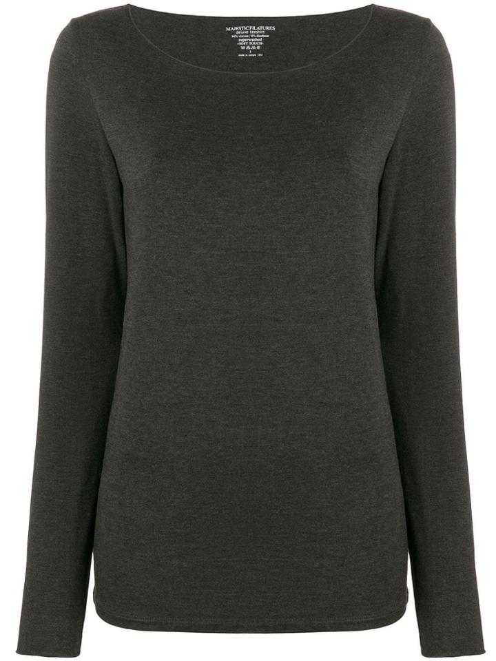 Majestic Filatures Round Neck Jersey Top - Grey