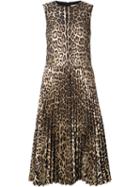 Red Valentino Leopard Print Pleated Dress, Size: 42, Nude/neutrals, Cotton/polyamide/polyester