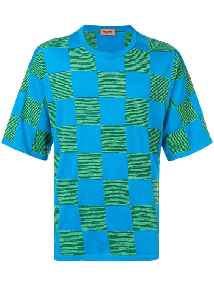 Missoni Contrast Check T-shirt - Blue