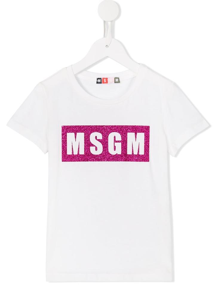 Msgm Kids Logo Print T-shirt, Girl's, Size: 12 Yrs, White