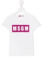 Msgm Kids Logo Print T-shirt, Girl's, Size: 12 Yrs, White