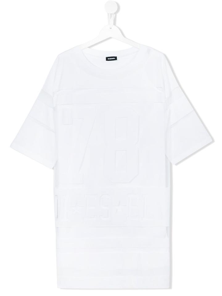 Diesel Kids - Diesel 78 Striped T-shirt - Kids - Cotton/polyester - 14 Yrs, White