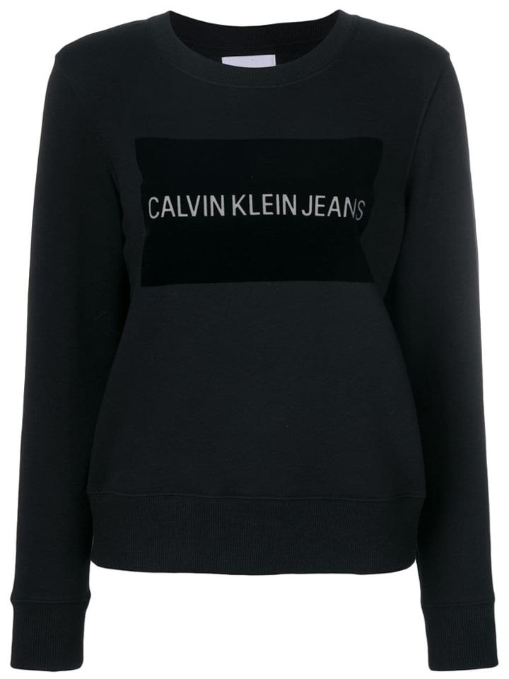 Calvin Klein Jeans Flock Logo Sweatshirt - Black