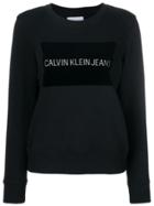 Calvin Klein Jeans Flock Logo Sweatshirt - Black
