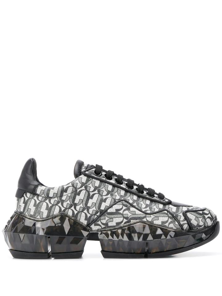 Jimmy Choo Diamond Monogram Sneakers - Silver