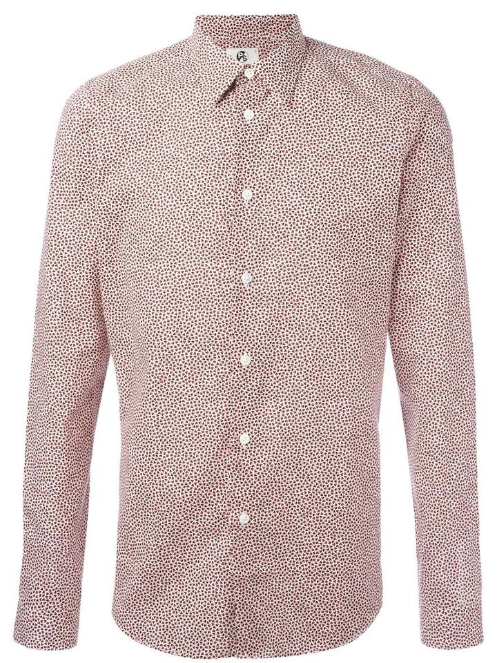 Ps By Paul Smith Micro Heart Print Shirt, Men's, Size: Medium, Red, Cotton