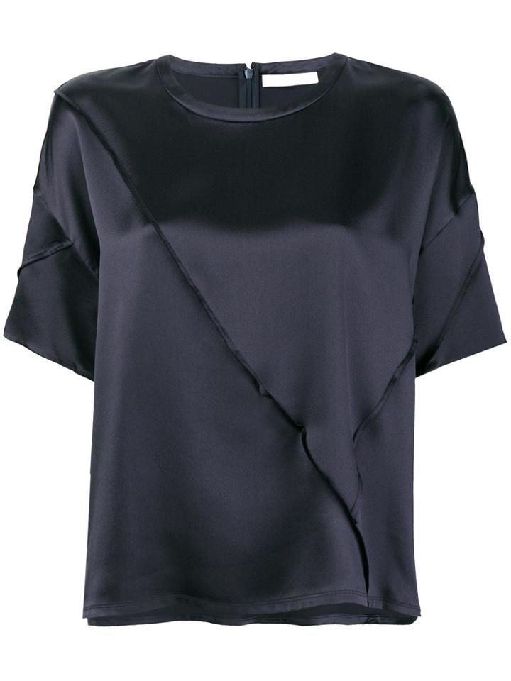 Vince Raw Edge Silk T-shirt - Blue