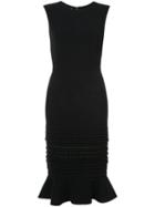 Oscar De La Renta - Embroidered Trim Fitted Dress - Women - Silk - 10, Black, Silk