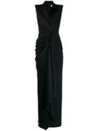 Alexander Mcqueen Peaked Lapels Gathered Gown - Black