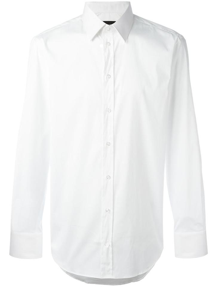 Emporio Armani Classic Plain Shirt, Men's, Size: 41, White, Cotton/polyamide/spandex/elastane