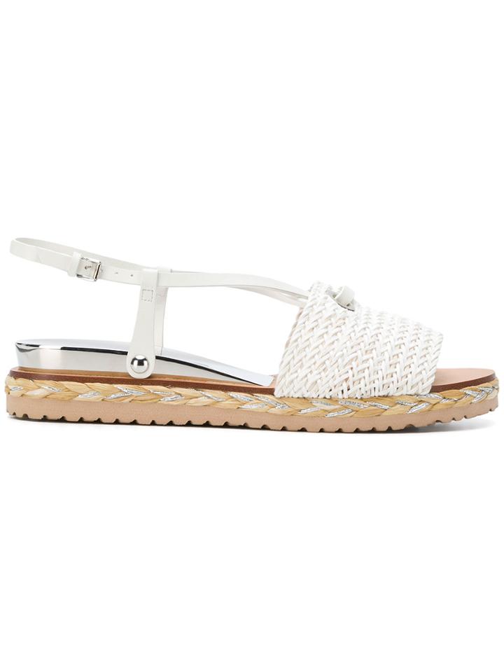 Casadei Woven Sling Back Sandals - White