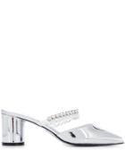 Suecomma Bonnie Crystal Beads Heeled Mules - Silver