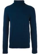 Etro Turtleneck Jumper, Men's, Size: Large, Blue, Silk/cashmere