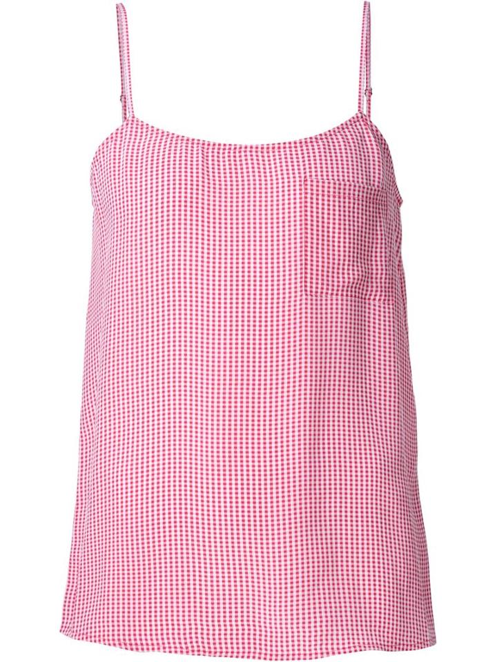 Equipment Gingham Check Cami Top, Women's, Size: Xs, Red, Silk