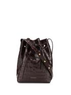 Mansur Gavriel Croc Embossed Mini Bucket Bag - Brown