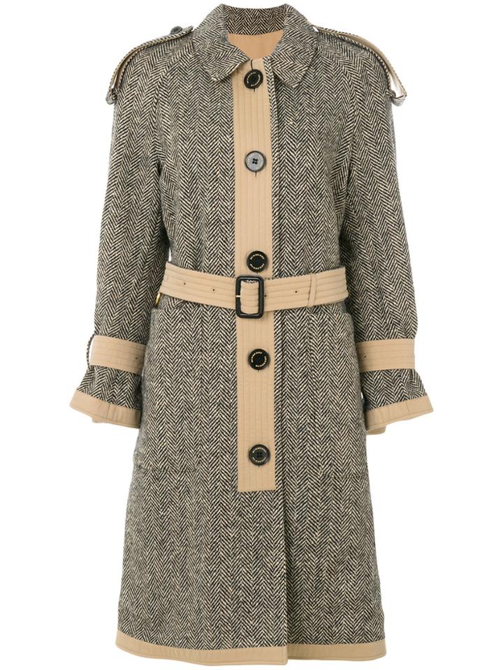 Burberry Tweed Trench Coat - Black