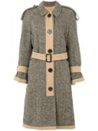 Burberry Tweed Trench Coat - Black