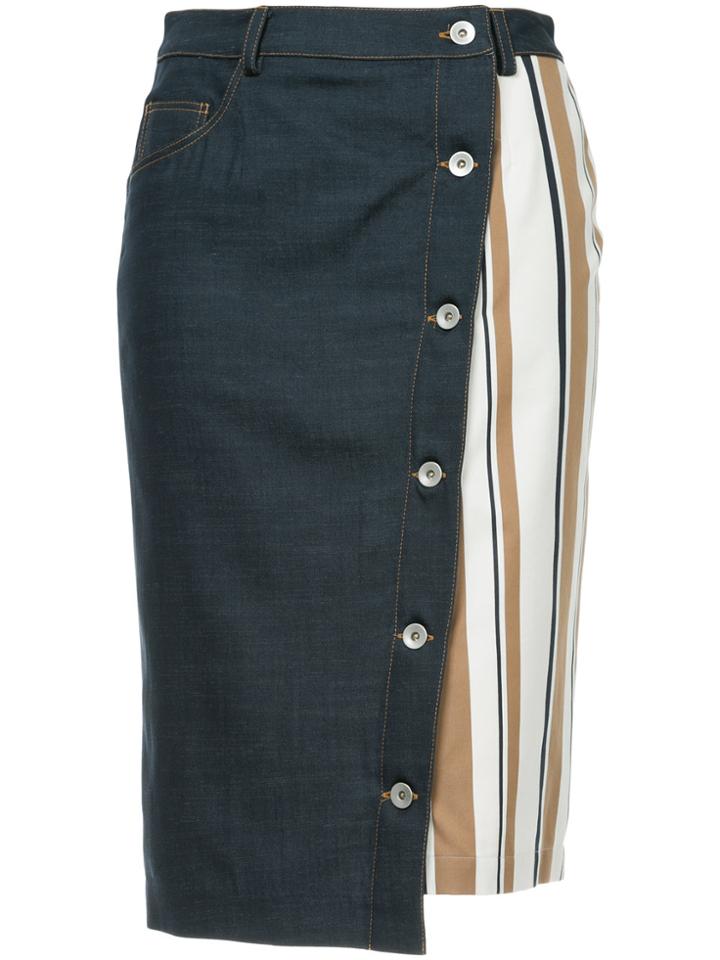 Guild Prime Asymmetric Contrast Panel Skirt - Blue