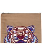 Kenzo Tiger Embroidered Clutch - Brown