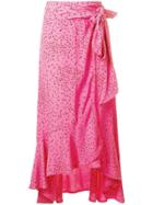 Ganni Floral Ruffled Wrap Skirt - Pink & Purple