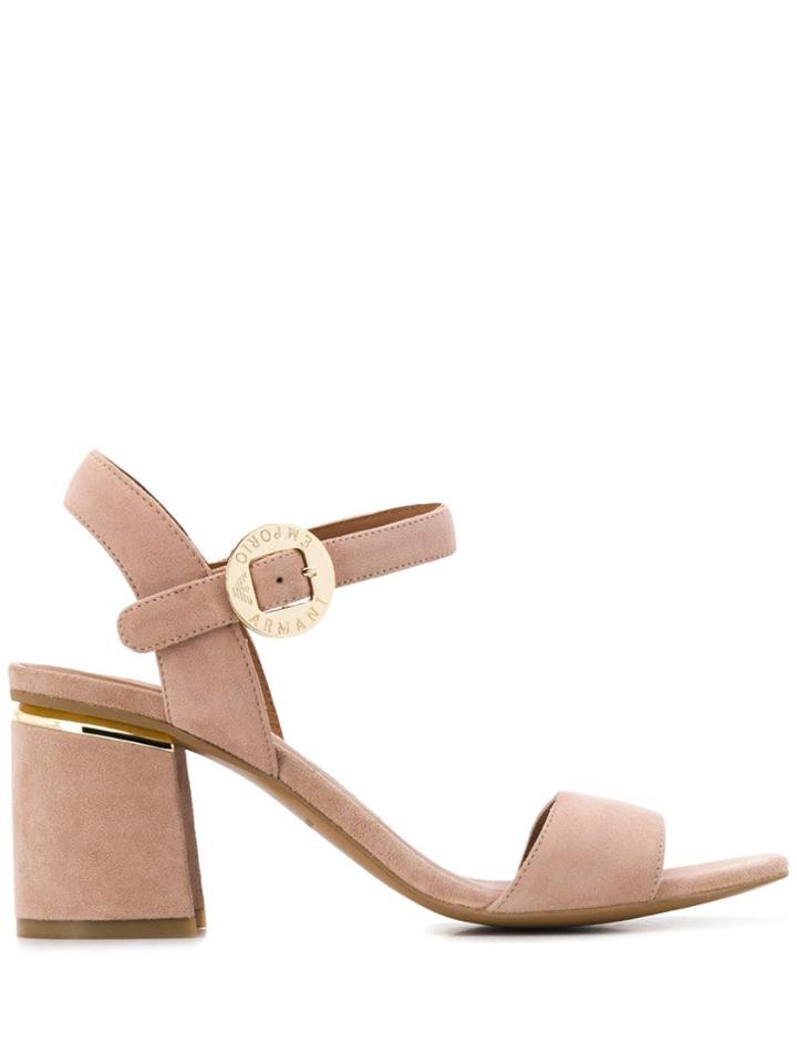 Emporio Armani Logo Buckled Sandals - Neutrals