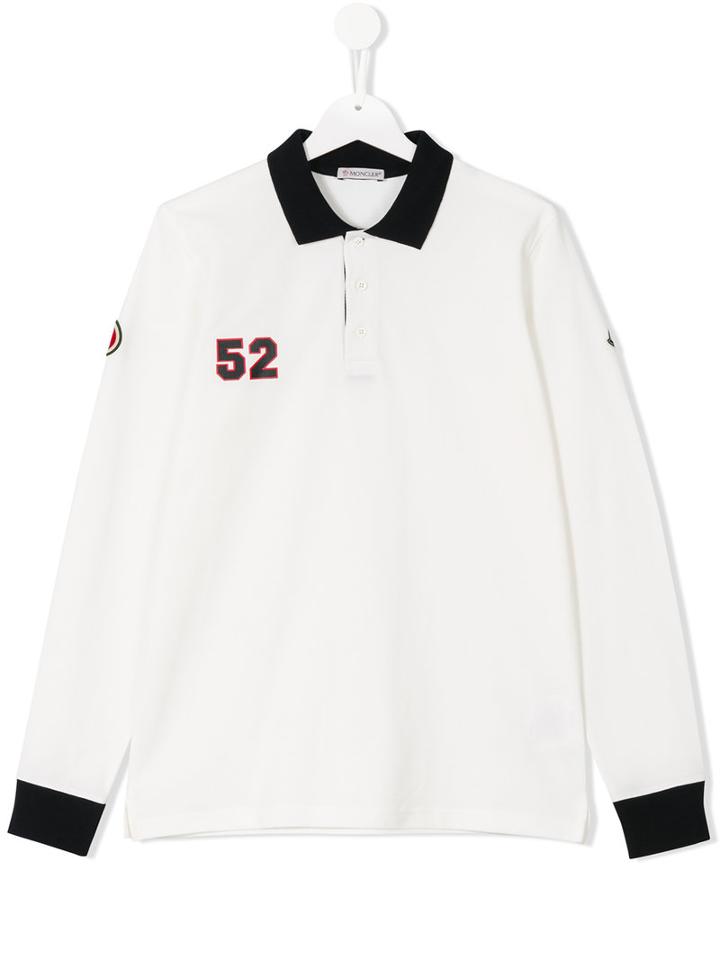 Moncler Kids - Long Sleeve Polo Shirt - Kids - Cotton - 14 Yrs, Boy's, White