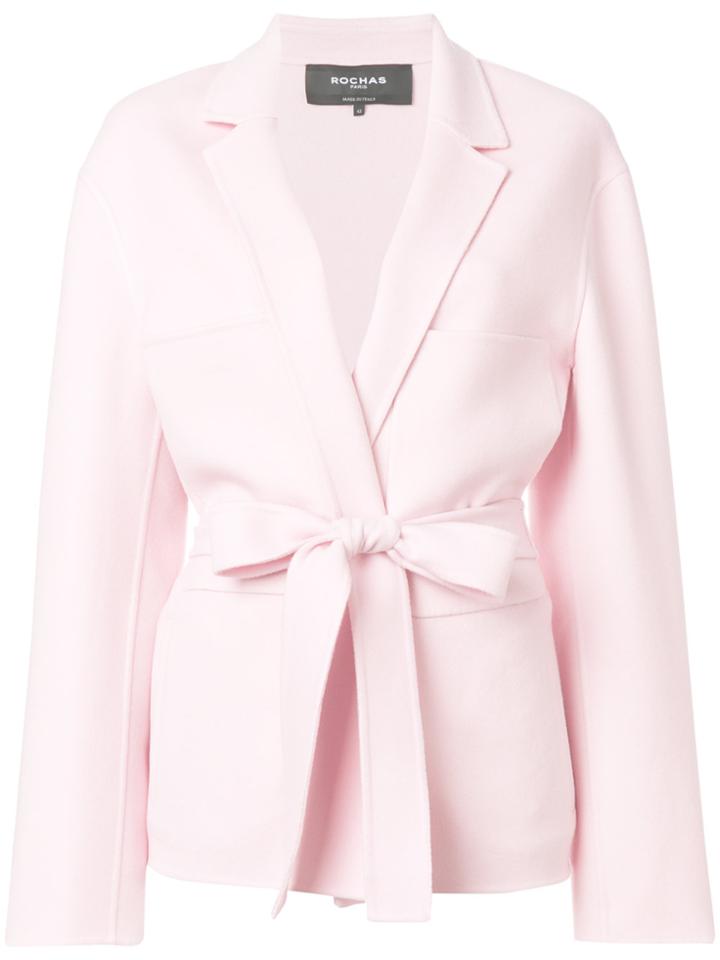 Rochas Belted Open-front Blazer - Pink & Purple