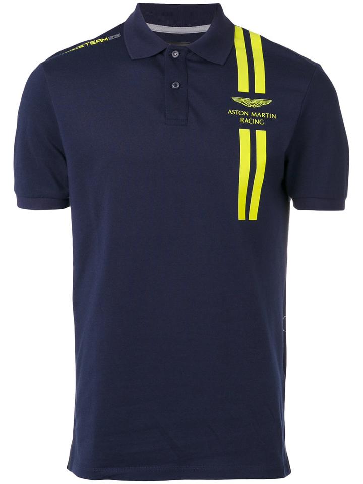 Hackett - Aston Martin Polo Shirt - Men - Cotton/polyester/spandex/elastane - L, Blue, Cotton/polyester/spandex/elastane