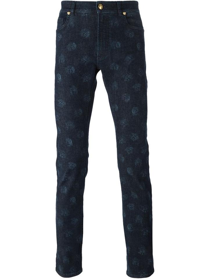 Versace Medusa Skinny Jeans, Men's, Size: 30, Blue, Cotton/spandex/elastane/polyester