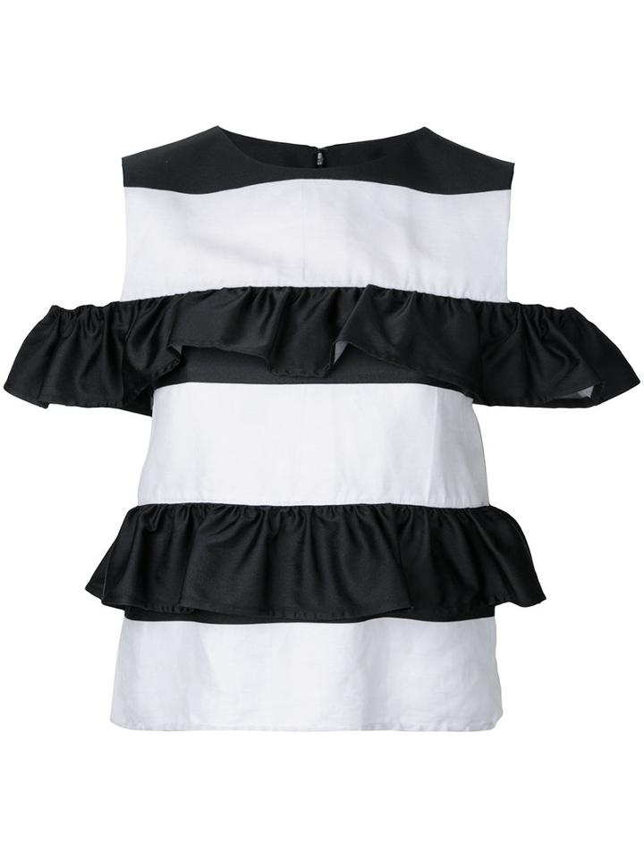 Goen.j - Ruffle Tiered Top - Women - Cotton/linen/flax/polyester - S, White, Cotton/linen/flax/polyester