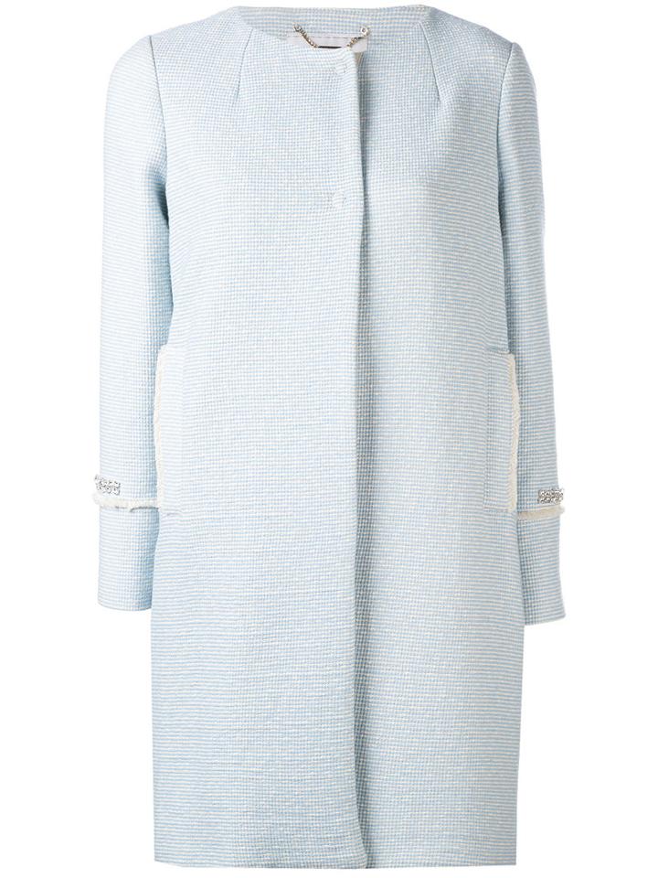 Blugirl - Embellished Coat - Women - Cotton/acrylic/polyamide/other Fibers - 40, Blue, Cotton/acrylic/polyamide/other Fibers