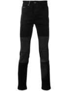 Marcelo Burlon County Of Milan Patched Knee Jeans, Men's, Size: 33, Black, Cotton/spandex/elastane/polyester