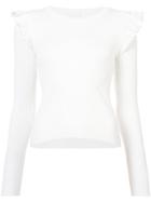 Cinq A Sept Ribbed Ruffle Top - White