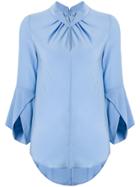 Victoria Beckham Flare-sleeve Knot Blouse - Blue