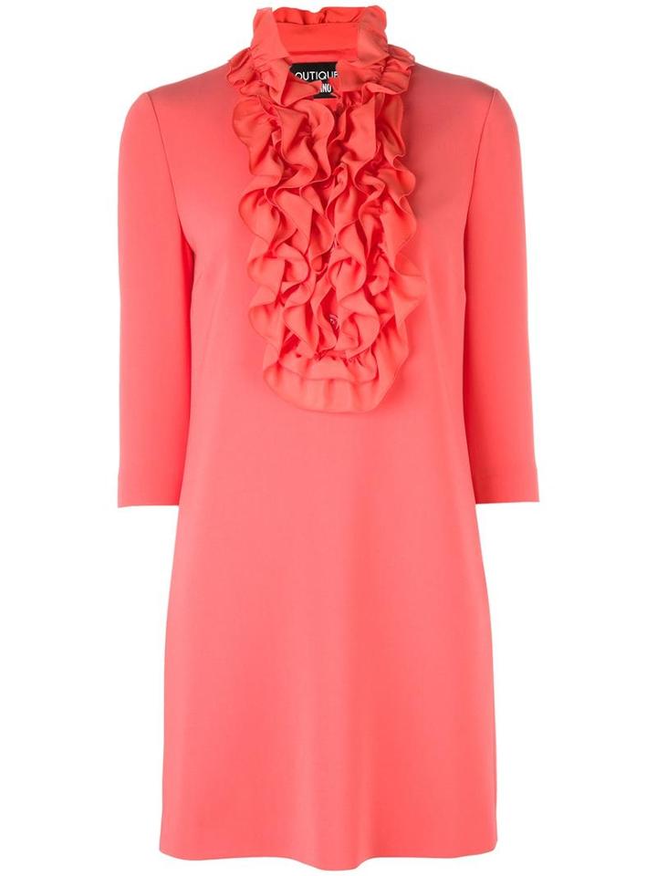 Boutique Moschino Ruffled Neck Dress, Women's, Size: 40, Pink/purple, Triacetate/polyester/rayon/polyester