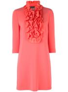 Boutique Moschino Ruffled Neck Dress, Women's, Size: 40, Pink/purple, Triacetate/polyester/rayon/polyester