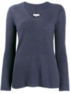 Vince Ribbed V-neck Jumper - Blue