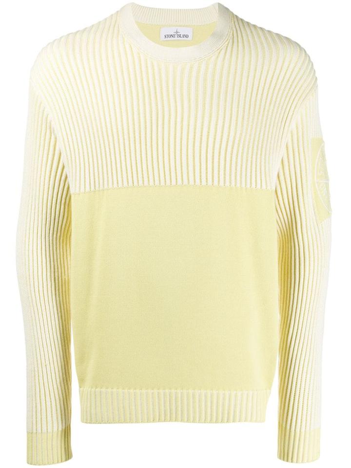 Stone Island Colourblock Knit Sweater - Yellow
