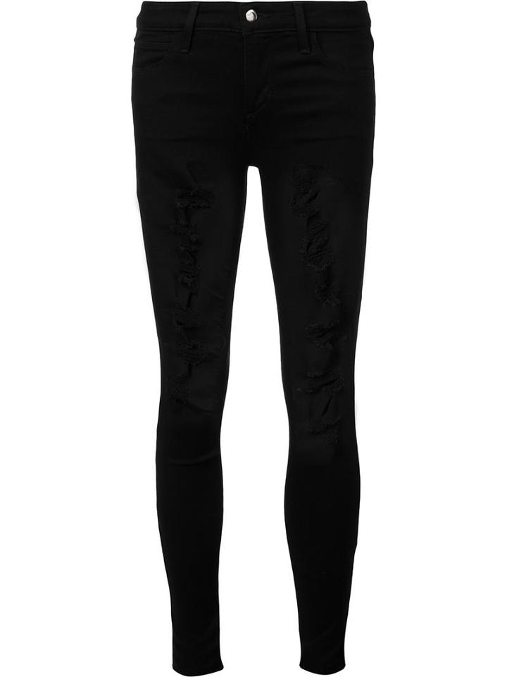 Joe's Jeans Distressed Skinny Jeans, Women's, Size: 26, Black, Rayon/polyester/spandex/elastane/cotton