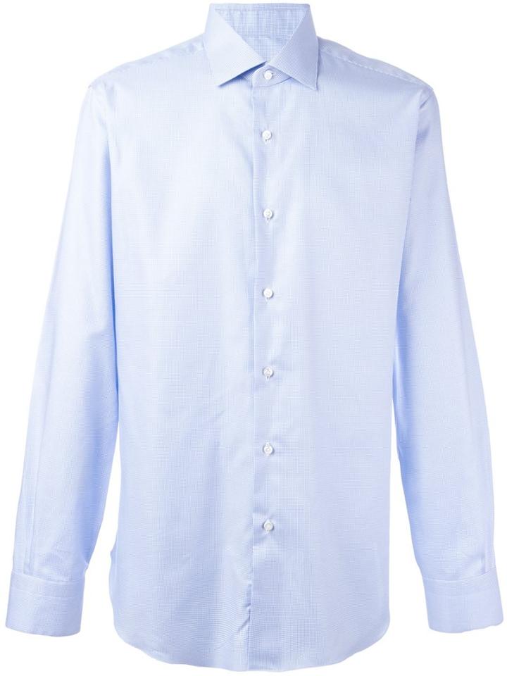 Barba Spread Collar Shirt, Men's, Size: 40, Blue, Cotton