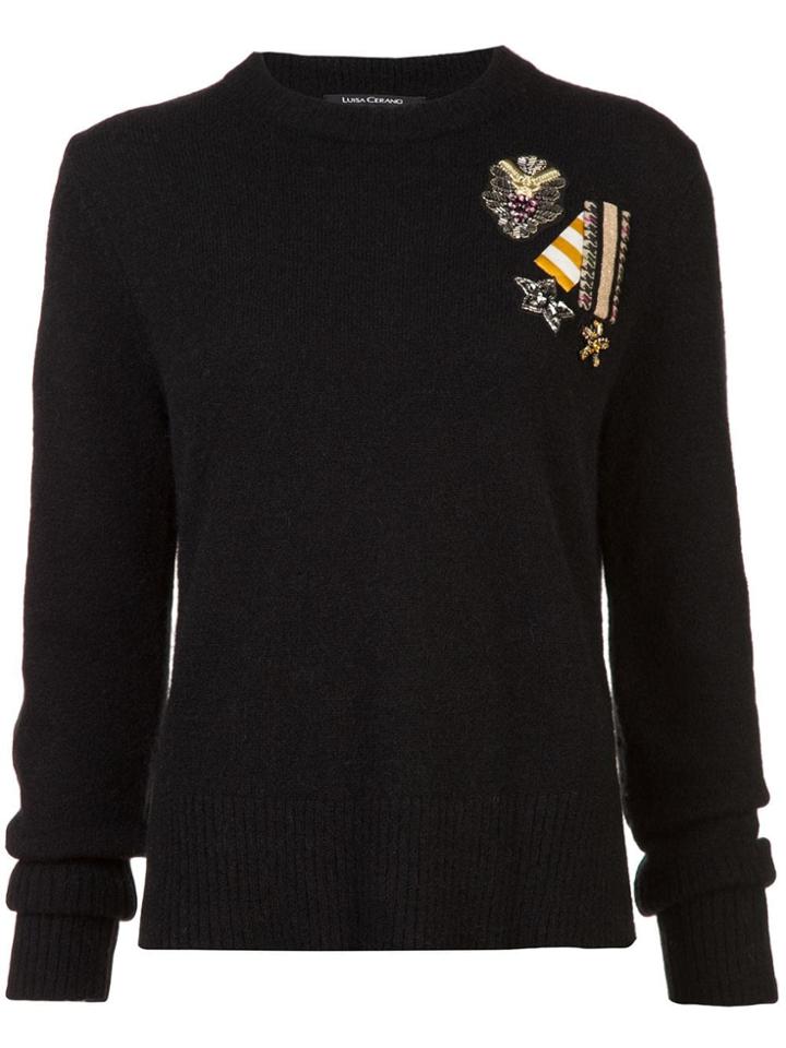 Luisa Cerano Embellished Sweater - Black